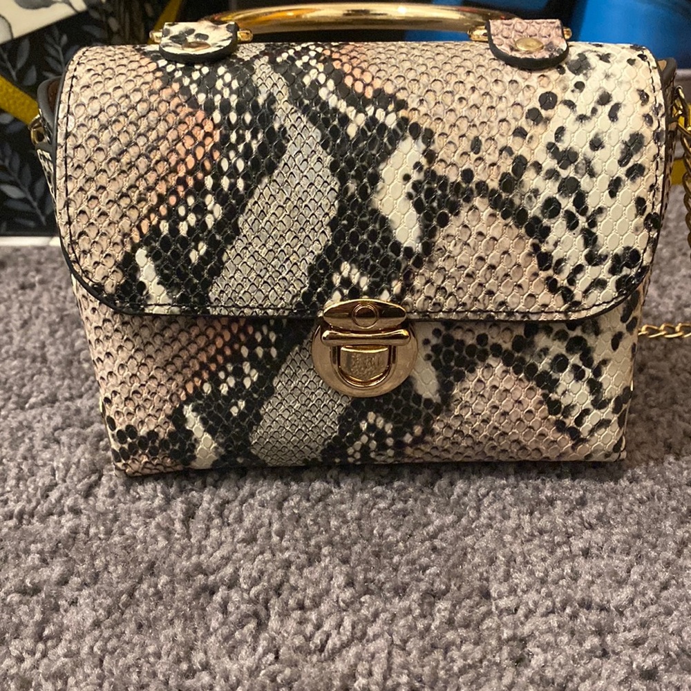 Snake print satchel and crossbody bag